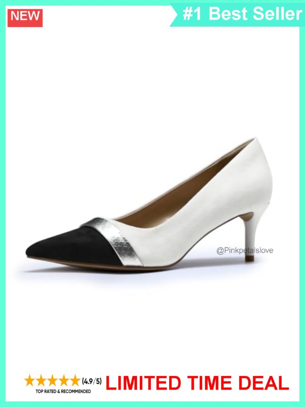 Pointed Toe Kitten Heel Pumps Color Block Slip On Office Wedding Shoes